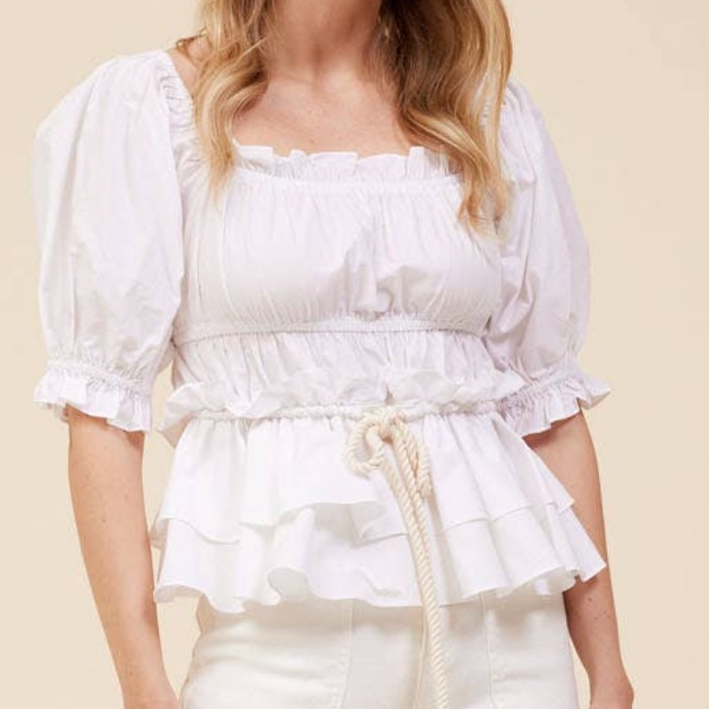 Puff Sleeve Poplin Top